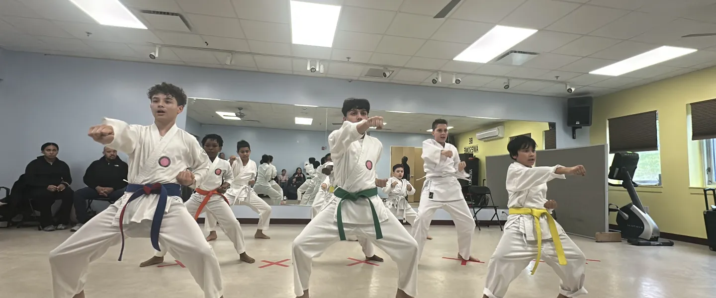 Group of kids doing karate