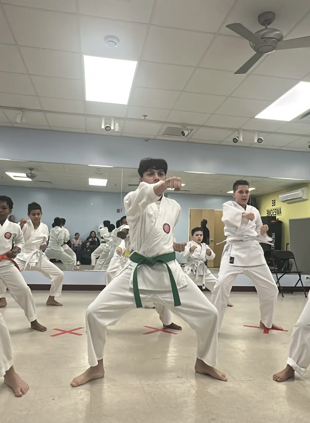 Group of kids doing karate