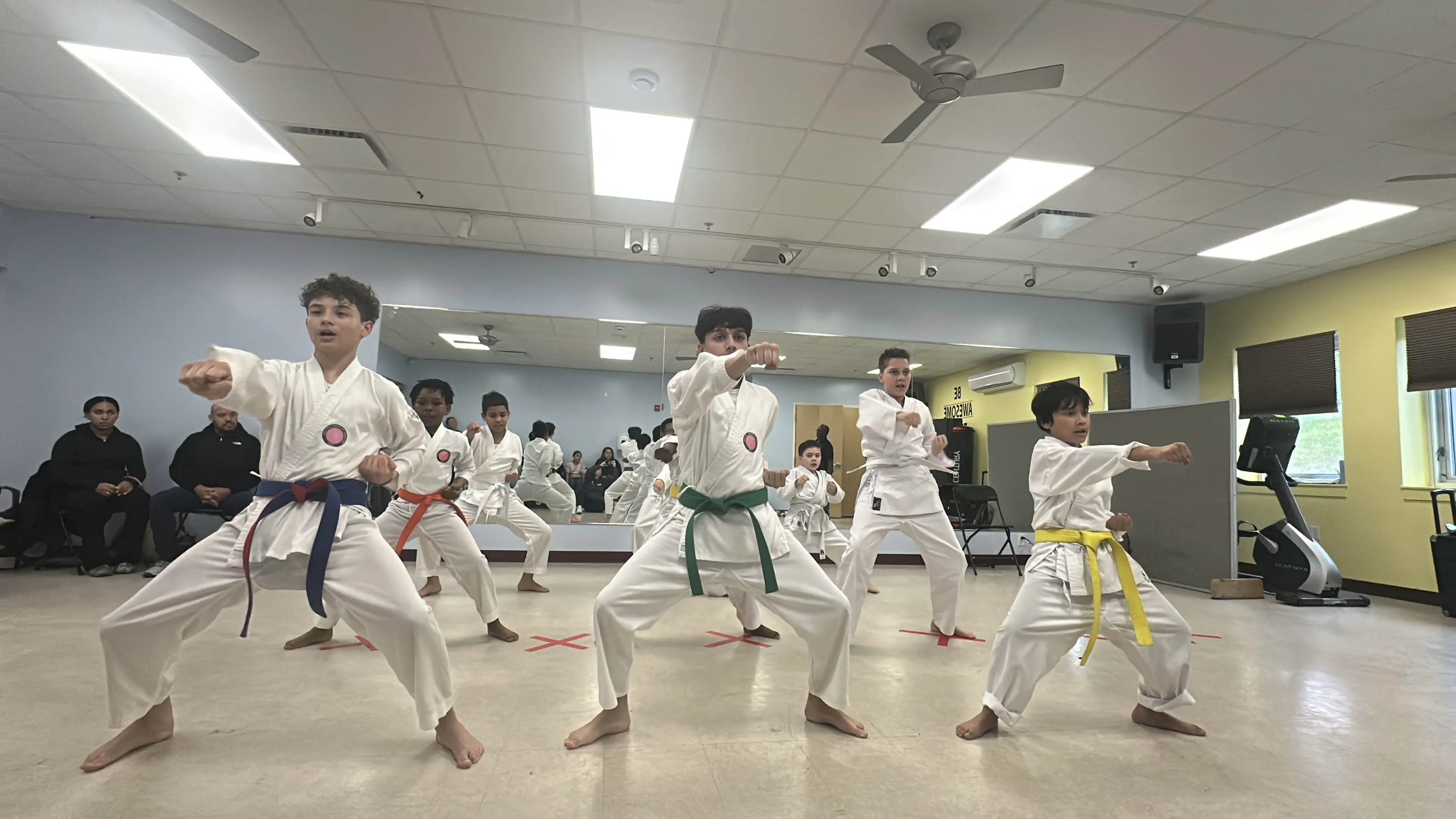 Group of kids doing karate